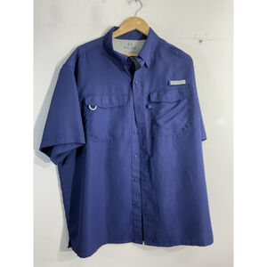 Mens Realtree Fishing XL Navy Fishing Shirt Short Sleeve Button Down Vented
